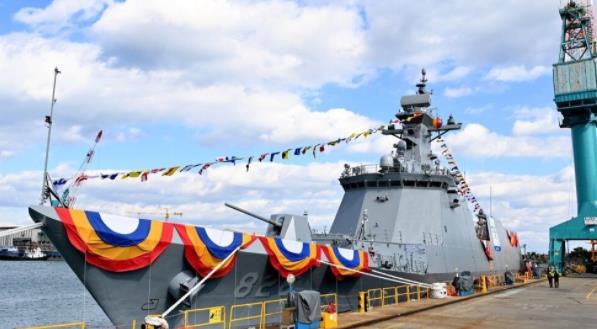 韩国海军最新一艘护卫舰下水 以11年前沉没“天安舰”命名