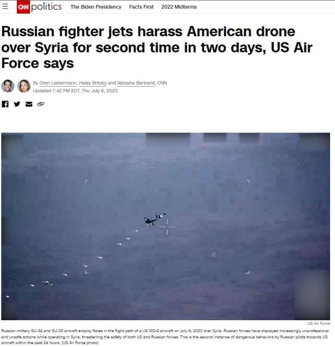 美俄军机连续两日在叙利亚上空相遇，相互指责不断