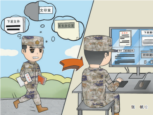 火箭军某旅推行信息化办公提高工作质效：呈文办件，全程不见一张纸
